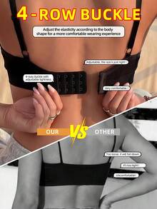 无缝女士吊带运动文胸，性感轻薄无钢圈休闲透气棉质瑜伽背心，夏季背心 - 黑色 - 查看 5