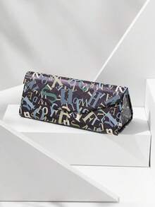 1pc Foldable Case, Casual Polyester Eyeglasses Box, Unisex Portable Design - Multicolor - View 4