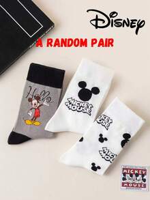 3/6/1 Pair Official Disney Women Socks, Embroidered Cute Mickey Mouse Family, Cartoon Character Embroidery Mid-Calf Socks, Unisex Novelty Socks, Suitable For Any Occasion, High-Quality Gift Socks