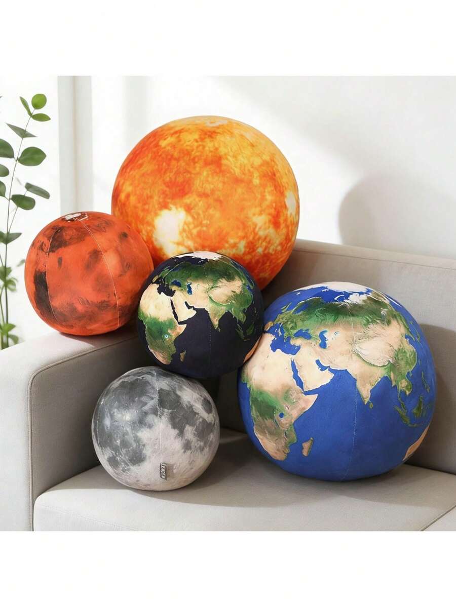 月球、地球、太阳行星毛绒玩具太空行星枕头太阳系毛绒球3D毛绒球益智玩具，适合家长在家学习办公使用。 - 彩色 - 查看 1