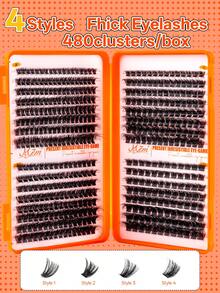 480/640/320 片 D 卷度假睫毛，大容量 DIY 假睫毛套装，适合初学者，持久耐用，混合单根假睫毛款式，DIY 假睫毛簇，轻松在家打造迷人双眸，美妆必备，大容量假睫毛套装，适用于角色扮演、婚礼、晚宴、舞台妆等场合。 - D - 查看 4