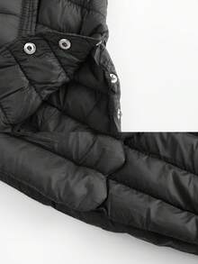 1pc Women's Lightweight Padded Coat, Spring New Style, Mid-Length, Outdoor Sports, Casual Versatile, Solid Color, Zipper, Spring Outwear - Black - View 4