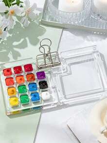 1个丙烯水彩颜料调色盘，15格迷你水彩颜料盒，便携式，适合写日记、素描、旅行绘画，返校季必备，学习用品 - 單件 - 查看 2