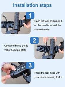 Universal Motorcycle Throttle Lock - Portable 3-Hole Handlebar Lock, Suitable For Scooters, E-Bikes, Light Motorcycles, Anti-Theft Clamp, Integrated Brake Lever, Adjustable Black Clamping Device - Throttle Lock - View 5