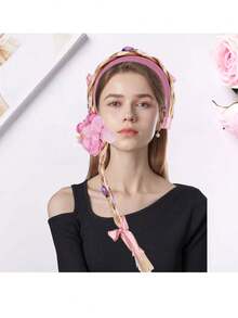 冰雪奇缘公主编织假发配花朵发箍，卡通公主编织假发发箍，角色扮演主题派对发饰，生日派对头饰