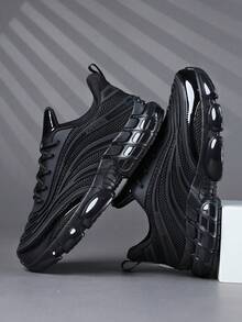 Fashion Casual Men's Shoes,Classic Stylish Men Sports Shoes Lace-Up Running Shoes,Personalized Men Sneakers Street Casual Shoes - Black - View 2