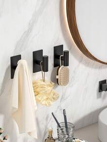 1个浴室毛巾架，T型粘性墙钩，适用于毛巾和浴袍——强力吸附，易于安装在厨房、淋浴房、衣柜、洗衣区的瓷砖、玻璃或木质表面上；节省空间的浴室收纳架，快速拆卸，经久耐用，是小型公寓、酒店、宿舍和玄关的理想之选；春季焕新家居收纳方案 - 彩色 - 查看 4