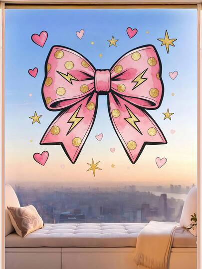 1 pieza Pegatina de ventana con lazo, adhesivo de vidrio suave y de moda, adecuado para espejos, puertas y ventanas de vidrio, ideal para entusiastas de la decoración del hogar, estudiantes y propietarios de boutiques, también un regalo pensado para amigos, hermanas y amantes del arte