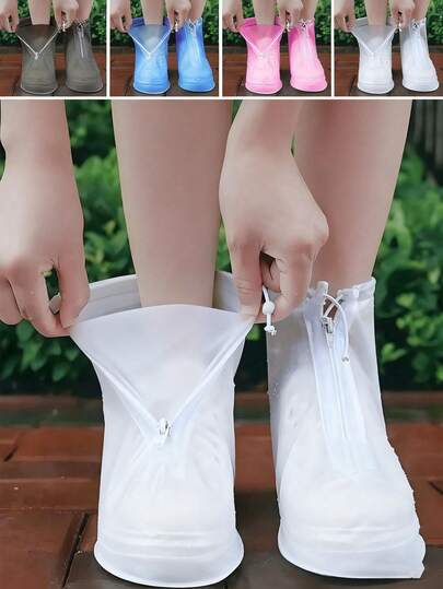 1双透明塑料抽绳防水雨鞋套，多种尺码可选，可重复使用防水防尘鞋套，户外配件，适用于学校、办公室、家庭、旅行、鞋子收纳、妇女节、旅行必备、婚礼回礼、Y2K风格、卧室、汽车配件、厨房装饰、可爱小物