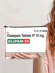 5mg Diazepam Cosmetic Storage, Ideal For Travel, Vacation, Fitness And Camping. This Zipper Design Is Vibrant And A Fashionable Choice For On-The-Go Storage. It Has A Zippered Closure, Suitable For Everyone.