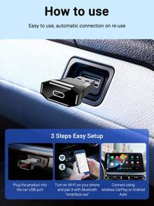 XUDA 2026 New Compact & Elegant Smart Box, 2-In-1 Wireless CarPlay & Android Auto Mini Adapter, New CarPlay Converter, Fast Auto Connection, No Delay, Car Accessories, Wired To Wireless, Compatible With IPhone & Android, With USB/USB-C Port - B - View 3