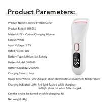 Hailicare 三档智能温控电动加热睫毛夹，30秒快速加热，持久卷翘，硅胶防烫材质，Type-C充电，42克便携式化妆工具，情人节礼物 - 白色 - 查看 11