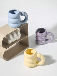 1个陶瓷杯，ins风黄紫色调，美观的拿铁杯，家用燕麦杯和茶杯，实用的办公室早餐牛奶杯，日常水杯和果汁杯，节日礼物，送给朋友、男女朋友、家人的礼物，趣味生日/节日礼物 - 彩色 - 查看 8