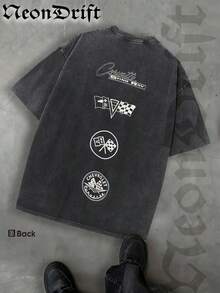 NeonDrift  Double-Sided Printing Men's T-Shirt Men's Washed T-Shirt100% Cotton Washed & Vintage Fabric Soft & Skin-Friendly Unisex Style Gifts For Spring Festival, Valentine's Day, St. Patrick's Day & World Cup-Camisetas Para Hombre Mens Clothes Christian  Men's Corvette Sting Ray T-Shirt With Racing Flag Print Vintage Style Automotive Design For Car Enthusiasts Streetwear Fashion Casual Wear Classic Look Auto Culture Gift Idea - màu đen - Xem 3