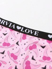 Dircho 5pcs Random Women Gothic Skull Print Contrast Binding Boyshorts, Comfy & Sofy Elastice Waist Intimates Panties, Women's Lingeries & Underwear - Multicolor - View 3