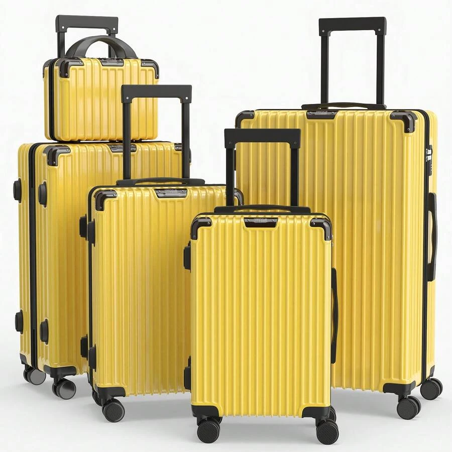 YSTYLE Suitcase Available In Various Colors Made Of PVC Material With Combination Lock And Silent Universal Wheels, Suitable For Storing Clothes For Business Trips, Boarding And Student Boarding. - Yellow - View 1