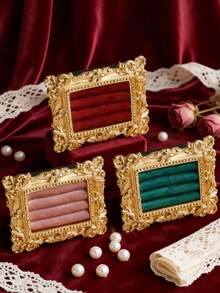 1 pieza Bandeja de joyería dorada, Organizador de joyería elegante, Soporte para exhibir aretes y anillos, Estante de almacenamiento de joyería, Regalo para ocasiones especiales - Expositor de anillos - Ver 3