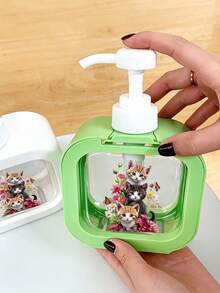 Cute Black Cat & Floral Soap Dispenser - Refillable Pump Bottle, Compact & Elegant, Suitable For Kitchen/Bathroom, Can Hold Dish Soap, Hand Wash, Lotion Etc. - Ideal Housewarming Gift For Cat Lovers, Spring Decor - Durable Plastic Material, Bathroom Accessory, Fun Design, Easy Pump, Home Decor - Multicolor - View 11