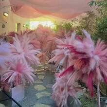 10pcs/Pack 45cm Colorful Artificial Pampas Grass Feather Flowers, Wedding Decor, Store Display, Firecracker - Multicolor - View 3