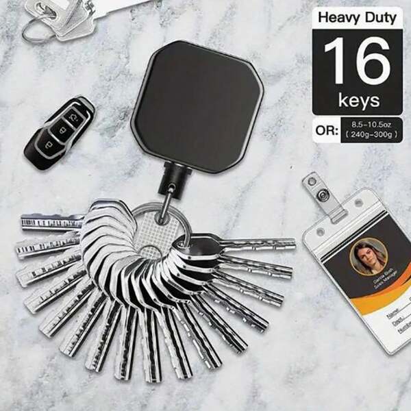 1 Pc Heavy Duty Metal Retractable Carabiner Keychain Belt Badge Reels Clip 28.3Inch Reinforced Steel Wire Cord
