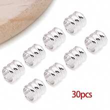 30颗18K镀金黄铜金属柱形隔珠，带凹槽管状散珠，适用于DIY珠宝挂绳制作 - 彩色 - 查看 10