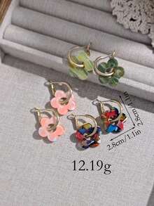 LADYCOCO 3/15 Pairs Fashionable & Cute Hollow Pendant Earrings, Suitable For Women's Dating, Party And Daily Wear - Multicolor - View 9