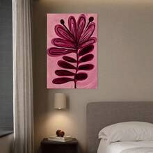 Framed Canvas Poster Print Wall Art 1pc Pink And Burgundy Abstract Wall Art - Scandinavian Modern Minimalist Vertical Flower Painting, Soft Mauve & Blush Pink Ink Print Suitable For Bedroom, Living Room Decor, Housewarming Gift, / Wrapped Frame - Framed - 查看 4