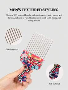 2 件套天然美发造型工具 - 扭辫波浪剪发工具，带 ABS 手柄，适用于非洲扭辫和卷发，天然发型，美发造型 | 海绵形梳子 | 耐用美发工具 - 紅色 - 查看 3