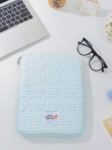 1 Túi đựng máy tính xách tay in họa tiết kẻ caro xanh dương, nhẹ, kích thước 11/13/15 inch, bảo vệ máy tính bảng, phù hợp với iPad Air 13 M3 Pro 11 M4 A16 11th 10th 10.5 10.2 9.7 inch, laptop 13 15 inch, chống sốc, lót túi đựng laptop, vật dụng cần thiết cho nhân viên văn phòng và sinh viên, quà tặng tựu trường. - Màu xanh lam - Xem 12