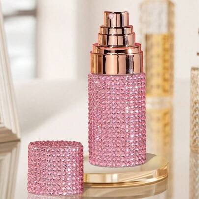 1pc Diamond Decor Perfume Spray Bottle, Portable Travel Pump Spray Bottle, Lotion/Makeup Remover/Shampoo/Body Wash Refillable Small Bottle