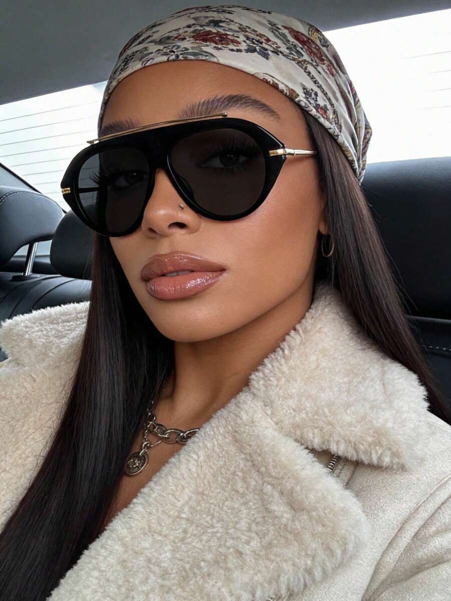 1 Pc Vintage Geometric Frame Fashion Glasses-The Perfect Travel Accessory For Women Street Fashion Glasses Beach Glasses Beach Accessories For Women Glasses Fashion Glasses Shades Basics And Suit For Sweater Jeans Sweatpants Hoodie Jackets Dress - 黑色 - 查看 1