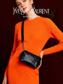 Yves Saint Laurent Black Square Chain Bag, Classic Logo Design, DIY Handmade Transformation, Retro High-End Underarm/Shoulder Bag, Luxurious Women Handbag - Black - View 8