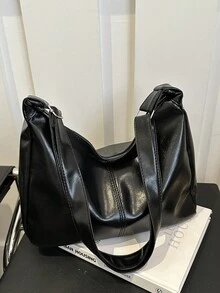 Women's Fashionable Solid Color Casual Minimalist Crossbody Bag, Suitable For Daily Commute, Travel, Shopping, And Strolling - Black - View 6