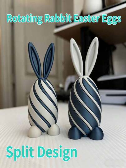 3개 3D 프린팅 나선형 토끼 부활절 달걀, 회전하는 토끼 부활절 달걀, 감각 피젯 장난감, 토끼 달걀 장식 포함, 랜덤 색상 조합, 사무실 책상 장난감, 장식, 친구 선물, 개학, 부활절에 적합