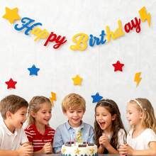 Kids Boys' Blue, White, Red, Yellow Superhero Series Birthday Party Decorations Pull Flag Backdrop Wall Banner - Multicolor - View 7