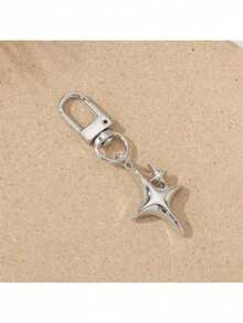 Single Cute Goth Y2K Star Keychain Metal Keyring Charm Great Gift Souvenir For Women  Decor For Backpacks Cars Earphone Accessories - 彩色 - 查看 1