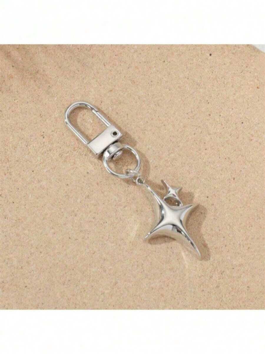 Single Cute Goth Y2K Star Keychain Metal Keyring Charm Great Gift Souvenir For Women Decor For Backpacks Cars Earphone Accessories - 彩色 - 查看 1
