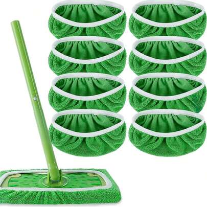 可重复使用的拖把，兼容扫地拖把，干湿两用平板拖把套，可水洗，适用于硬木地板