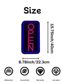 1 Peça Letreiro de Néon de Carta Aberta Multicolorido, Luz de LED Brilhante Alimentada por USB - Decoração para Boate, Caverna do Homem, Salão de Unhas, Bar, Hotel, Cafeteria, Loja, Presente Perfeito para Aniversário e Feriados - luz policromática - Visão 11