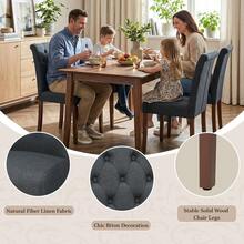 Dining Room Chair Set Of 2, Kitchen Chair, Living Room Chair, Upholstered Chairs With Solid Wood Legs - Dark Grey - View 7