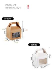 6pcs Handheld Gift Box With Display Window, White Packaging Box, Kraft Paper Packaging Box, Handle Kraft Paper Lid Box, Mountain Top Gift Box, Barn Box, Valentine's Day, Mother's Day, Children's Birthday Party, Wedding, Baby Shower - Multicolor - View 3