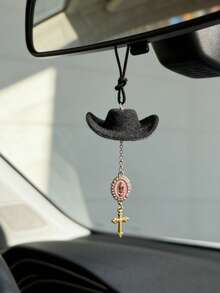 1个牛仔帽汽车挂件复古十字架汽车后视镜装饰汽车内饰挂件 - A - 查看 3