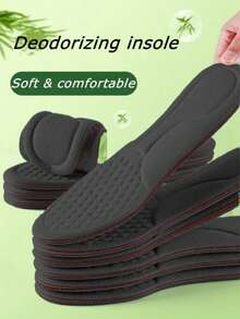 2片装纳米记忆海绵鞋垫，男女通用，柔软舒适，适用于运动鞋和跑步鞋，吸湿排汗，防臭。 - 黑色 - 查看 2