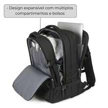 Waterproof Expandable Backpack For Notebooks, Travel, Executive, School, Reinforced, Large Capacity With USB Port, Unisex - Black - View 4