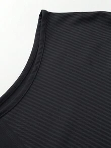 Camiseta de tirantes de secado rápido para hombres, camiseta sin mangas con panel en V texturizado para gimnasio & deportes de carrera - Negro - Ver 8