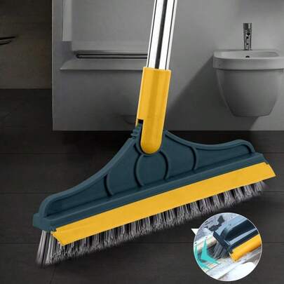 1pc Adjustable Long Handle Cleaning Brush, With Angled Bristles, No Dead Corner Crevice Brush Hard Bristle 2-In-1 - Ideal For Bathroom And Toilet, Hotel And Commercial Use, Bathroom Cleaning Tool