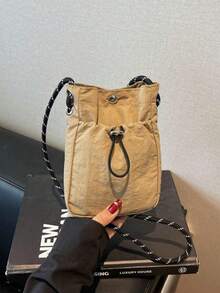 运动旅行小号单肩包 - 女士纯色斜挎手机包，带拉链口袋 | 休闲简约零钱包和耳机收纳包 | 轻便时尚布包，适合跑步、旅行和校园生活 | 多功能斜挎包，可装手机、钱包、返校必备品和日常穿搭配饰，小巧便携 - 彩色 - 查看 12