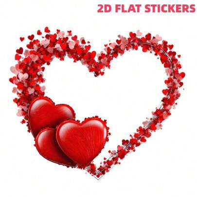 1 片心形边框热转印贴纸，2D 平面设计，适用于服装、包包和枕头 - 熨烫贴片，心形主题，易于粘贴在织物工艺品上，是情人节礼物的理想选择。