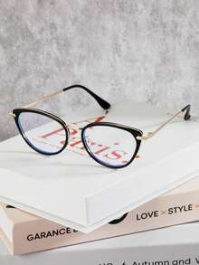 1pc Unisex Cat Eye Simple Clear Lens Glasses, Suitable For Computer Reading, Vacation Travel, Prescription Lenses Available