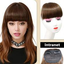 双夹式厚侧刘海假发 - 高温丝合成刘海，隐形牢固夹式设计，瞬间修饰脸型（黑色，1 件装） - 彩色 - 查看 17